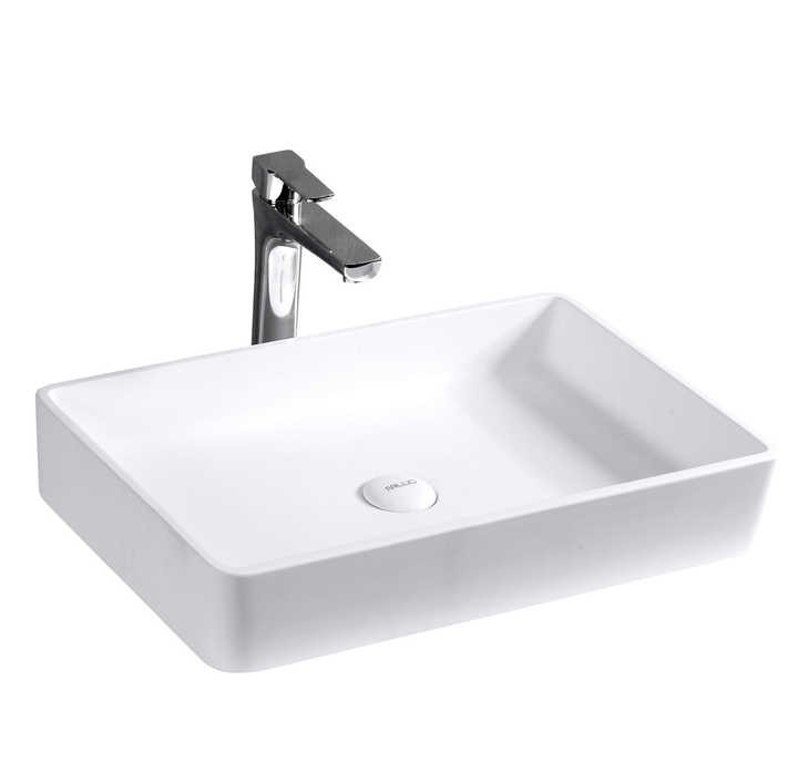 Modern White Solid Surface Basin Resin Stone Counter-Top Rectangular Wash Basin for Bathroom Cabinet for Hotels