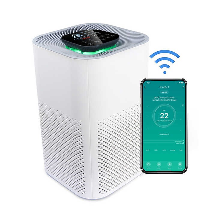 Portable Wifi Control Smart Low Noise air Purifier for Home with True HEPA Filter H13 Hepa Filter air Purifier